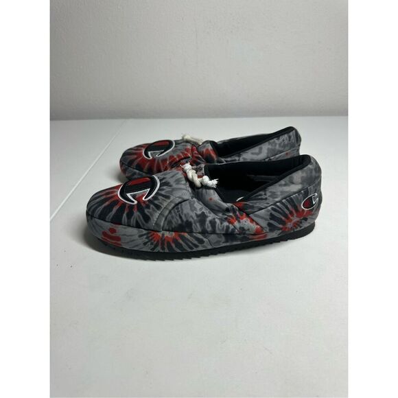 Men's Champion University Slippers 'Tie Dye Black Scarlet' CP101331M Men’s Sz 9 - Picture 3 of 8